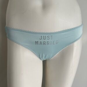 Victoria’s Secret I Do collection light blue satin and lace Married bridal panty